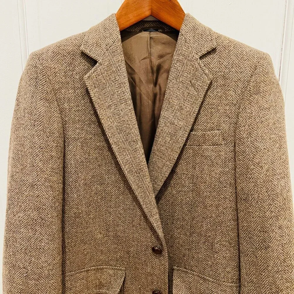 VTG Men’s Imperial By Haggar Wool Tweed Herringbone Blazer Jacket 38 R USA